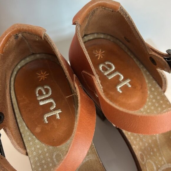 Art THE ART COMPANY Burnt Orange Open Toe Leather High Heels Mary Janes 38 / 8 - Picture 4 of 12
